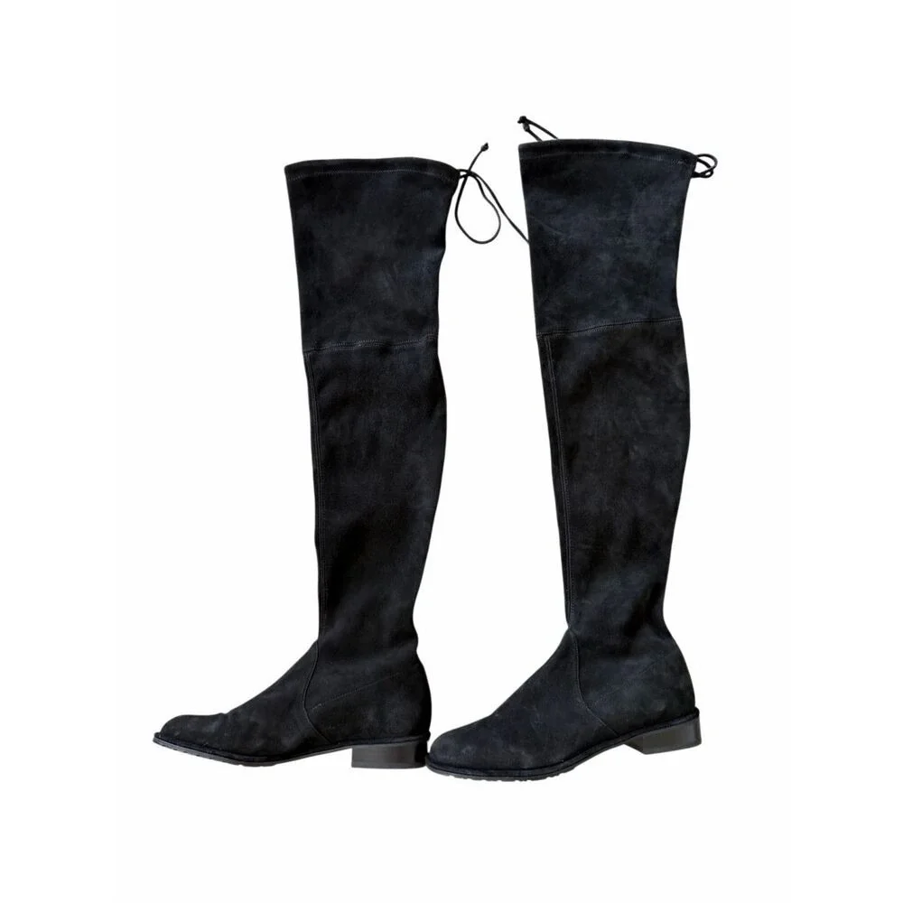 Stuart Weitzman Lowland Black Suede Over‎ The Knee Boots Size 6.5M
